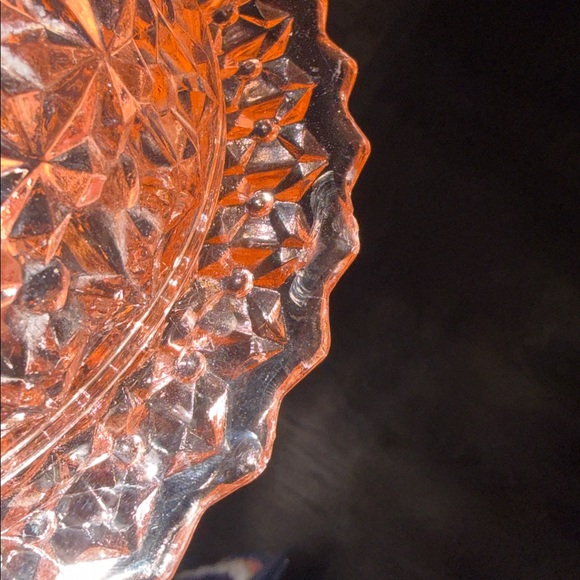 Vintage Pink Depression Glass Round Covered Butter Dish - Diamond Point - Picture 13 of 13